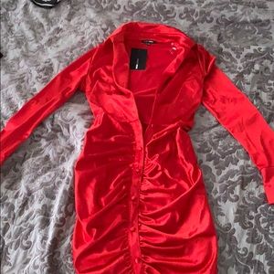 Red deep cut mini dress